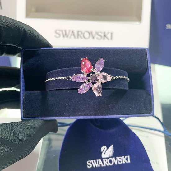 Swarovski Gema Bracelet Mixed Cuts Flower Pink Rhodium Plated 5658396