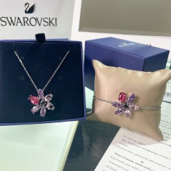 Swarovski Gema Bracelet Mixed Cuts Flower Pink Rhodium Plated 5658396