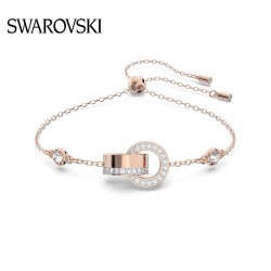 Swarovski Hollow Bracelet Interlocking Loop White Rose Gold Tone Plated 5636498