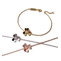 Van Cleef & Arpels Frivole Of Rose Gold With Silver/Gold Bracelets 3 Flowers 