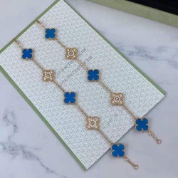 Van Cleef & Arpels Sweet Alhambra Gold And Blue VCA Bracelets 2 Colors 