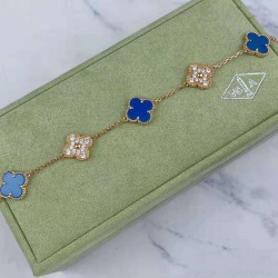 Van Cleef & Arpels Sweet Alhambra Gold And Blue VCA Bracelets 2 Colors 