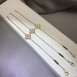 Van Cleef & Arpels Sweet Alhambra Gold/Rose Gold With Silver VCA Bracelets 3 Colors 