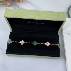 Van Cleef & Arpels Sweet Alhambra Of Rose Gold/Silver/Gold Green Bracelets 3 Colors 