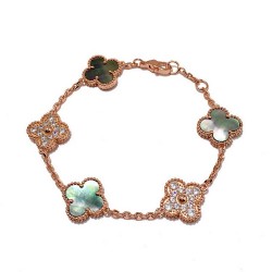 Van Cleef & Arpels Sweet Alhambra Rose Gold/Green VCA Bracelets 