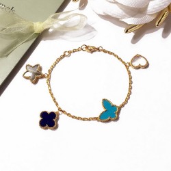 Van Cleef & Arpels Sweet Alhambra Rose Gold/Silver/Gold Blue VCA Bracelets 3 Colors 