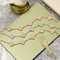 Van Cleef & Arpels Sweet Alhambra Rose Gold/Silver/Gold VCA Bracelets 3 Colors 