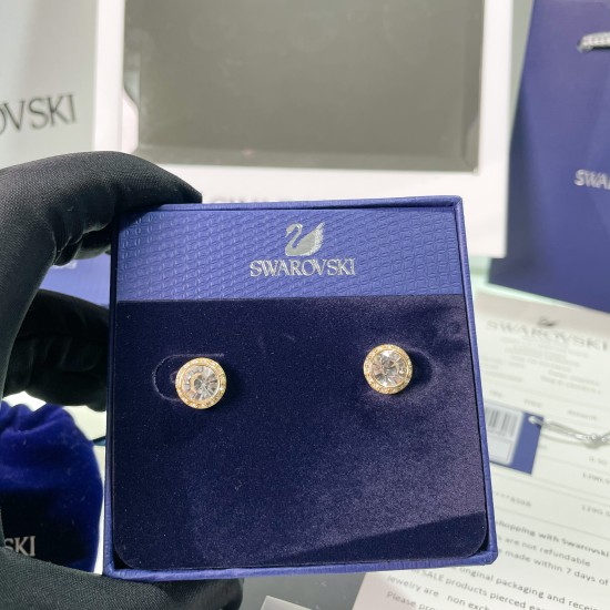Swarovski Angelic Stud Earrings Round Cut White Gold Tone Plated 5505470