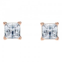 Swarovski Attract Stud Earrings Square Cut White Rose Gold Tone Plated 5509935