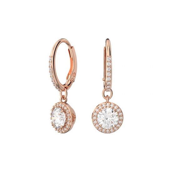 Swarovski Constella Drop Earrings Round Cuts White Rose Gold Tone Plated 5638769