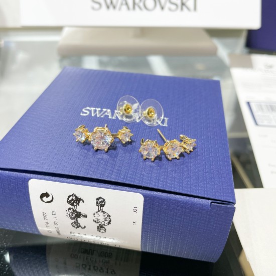Swarovski Constella Earrings Asymmetrical Design Round Cut White 5616919