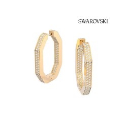 Swarovski Dextera Hoop Earrings Octagon Shape Large White Gold 5618304