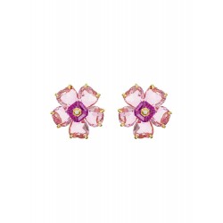Swarovski Florere Stud Earrings Flower Pink Gold Tone Plated 5650563