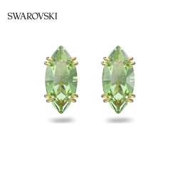 Swarovski Gema Stud Earrings Kite Cut Green Gold Tone Plated 5614453