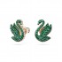 Swarovski Iconic Swan stud Earrings Swan Green Rose Gold Tone Plated 5650063