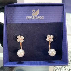 Swarovski Latisha Earrings Flower White Rose Gold Tone Plated 5636487