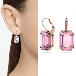 Swarovski Millenia Drop Earrings Octagon Cut Pink Rose Gold Plated 5619502