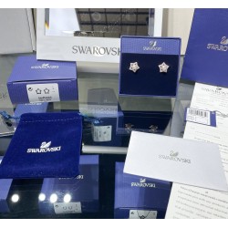 Swarovski Stella Stud Earrings Round Cut White Rose Gold 5645465