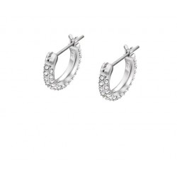 Swarovski Stone Hoop Earrings Small White Rhodium Plated 5446004