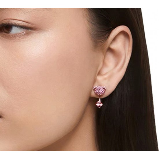 Swarovski Teddy Earrings Bear Pink Rose Gold Tone Plated 5642982