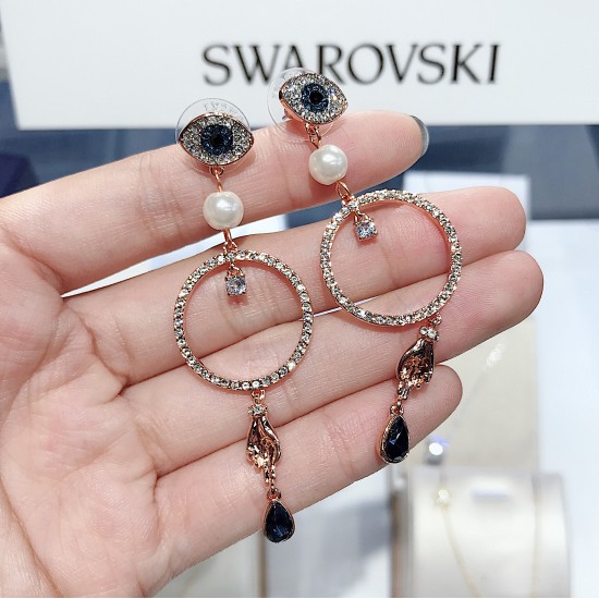 Swarovski Evil Eye Symbolic Hoop Pierced Earrings