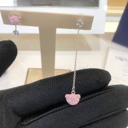 Swarovski Teddy Pierced Earrings, Pink, Bear