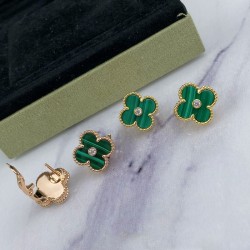 Van Cleef & Arpels Sweet Alhambra Gold Green VCA Earrings 