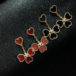 Van Cleef & Arpels Sweet Alhambra Gold VCA Earrings Black Red 3 Colors 