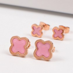 Van Cleef & Arpels Sweet Alhambra Gold VCA Earrings Pink 2 Colors 