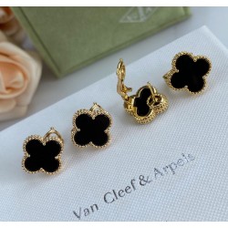 Van Cleef & Arpels Sweet Alhambra Of Black Gold VCA Earrings 2 Colors 