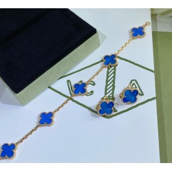 Van Cleef & Arpels Sweet Alhambra Of Blue And Gold Blue VCA Earrings 2 Colors 