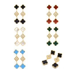 Van Cleef & Arpels Sweet Alhambra Of Gold VCA Earrings Black Red Blue 6 Colors 