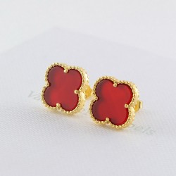 Van Cleef & Arpels Sweet Alhambra Of Gold VCA Earrings Black/Red/Rose Gold 6 Colors 