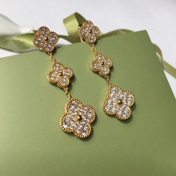 Van Cleef & Arpels Sweet Alhambra Rose Gold VCA Earrings Silver/Gold 3 Motifs 