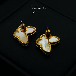 Van Cleef & Arpels Two Butterfly Black Blue VCA Earrings Gold 6 Colors 