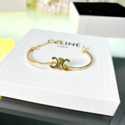 Celine Triomphe Gold Bracelet Womens Bangle