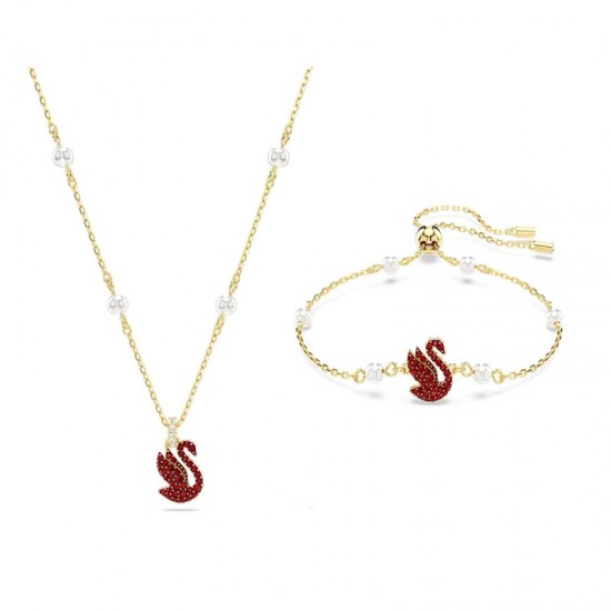 Swarovski Iconic Swan Gold Red Necklace 5683933