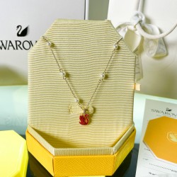 Swarovski Iconic Swan Red Gold Necklace 5677599 Pendant 