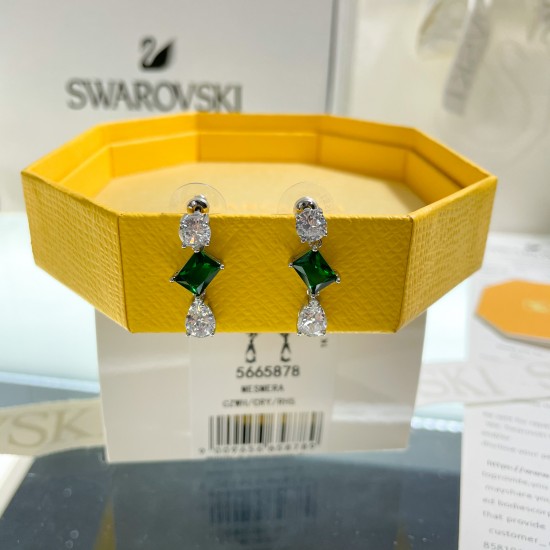 Swarovski Mesmera Silver Green Drop Earrings 5665878