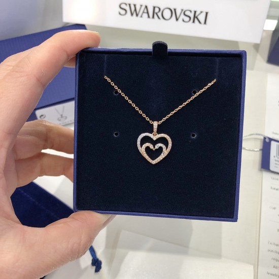 Sale Swarovski 18K WGRG Dia Kissing Swans Love Necklace For 