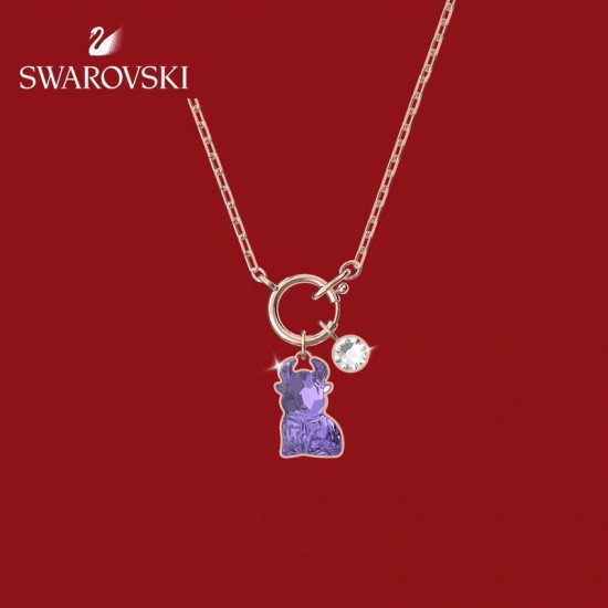 Swarovski Chinese Zodiac Ox Necklace-Swarovski Rose Gold Necklace & Pendant