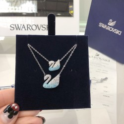Swarovski Iconic Swan Necklace Blue and White Small