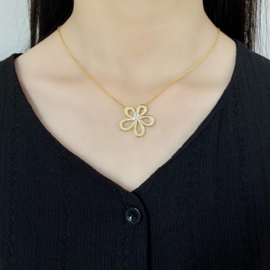 Van Cleef & Arpels Flowerlace Rose Gold/VCA Necklaces Silver 3 Colors