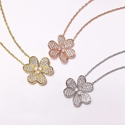 Van Cleef & Arpels Frivole Rose Gold VCA Necklaces Gold With Silver 3 Colors 