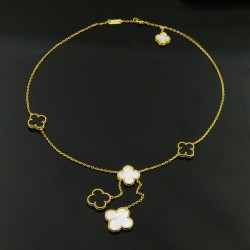 Van Cleef & Arpels Magic Alhambra VCA Necklaces White Black 6 Flowers 