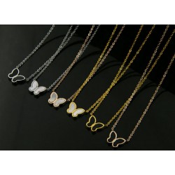 Van Cleef & Arpels Two Butterfly Of Gold/VCA Necklaces Black White 6 Colors 