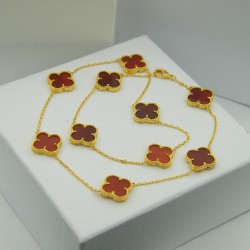 Van Cleef & Arpels Vintage Alhambra VCA Necklaces Rose Gold/Green 10 Flowers 
