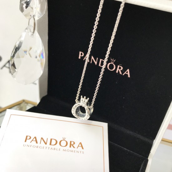 PANDORA necklace Glittery double heart M-391229C01-45 - Sofia.net