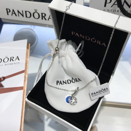 Pandora Moon And Blue Sky Dangle Charm Pendant 791993CZ