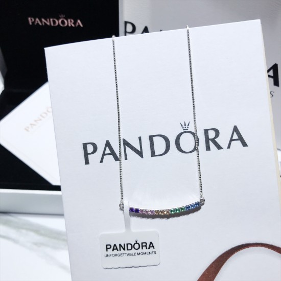 Pandora Rainbow Smile Necklace Sterling Silver